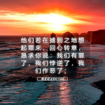 Picture 05 - 列 王 记 上 8:47 CUVS - 他 们 若 在 掳 到 之 地 想 起 罪 来 - Bible Verse Picture