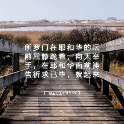 Picture 05 - 列 王 记 上 8:54 CUVS - 所 罗 门 在 耶 和 华 的 坛 前 屈 膝 - Bible Verse Picture