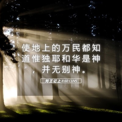 Picture 05 - 列 王 记 上 8:60 CUVS - 使 地 上 的 万 民 都 知 道 惟 独 耶 - Bible Verse Picture