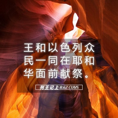 Picture 05 - 列 王 记 上 8:62 CUVS - 王 和 以 色 列 众 民 一 同 在 耶 和 - Bible Verse Picture