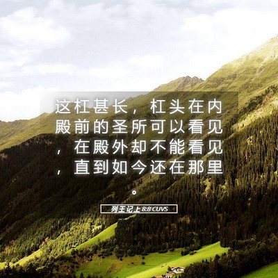Picture 05 - 列 王 记 上 8:8 CUVS - 这 杠 甚 长 ， 杠 头 在 内 殿 前 的 - Bible Verse Picture