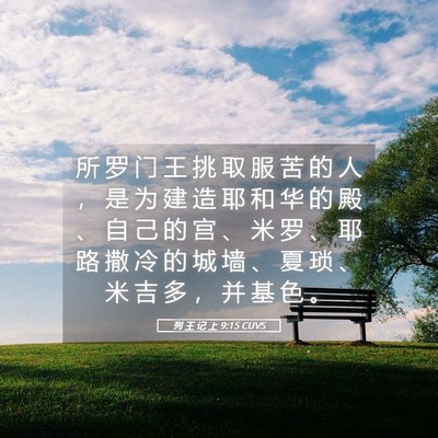 Picture 05 - 列 王 记 上 9:15 CUVS - 所 罗 门 王 挑 取 服 苦 的 人 ， 是 - Bible Verse Picture
