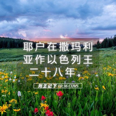 Picture 05 - 列 王 记 下 10:36 CUVS - 耶 户 在 撒 玛 利 亚 作 以 色 列 王 - Bible Verse Picture
