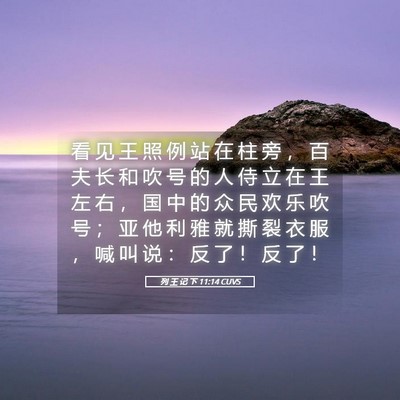 Picture 05 - 列 王 记 下 11:14 CUVS - 看 见 王 照 例 站 在 柱 旁 ， 百 夫 - Bible Verse Picture