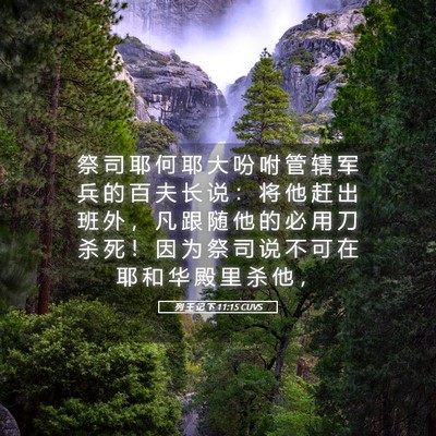 Picture 05 - 列 王 记 下 11:15 CUVS - 祭 司 耶 何 耶 大 吩 咐 管 辖 军 兵 - Bible Verse Picture