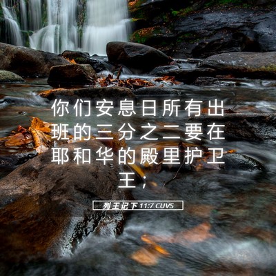 Picture 05 - 列 王 记 下 11:7 CUVS - 你 们 安 息 日 所 有 出 班 的 三 分 - Bible Verse Picture