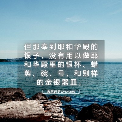 Picture 05 - 列 王 记 下 12:13 CUVS - 但 那 奉 到 耶 和 华 殿 的 银 子 ， - Bible Verse Picture