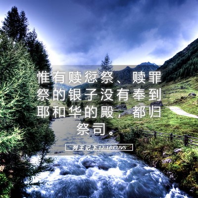 Picture 05 - 列 王 记 下 12:16 CUVS - 惟 有 赎 愆 祭 、 赎 罪 祭 的 银 子 - Bible Verse Picture