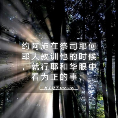Picture 05 - 列 王 记 下 12:2 CUVS - 约 阿 施 在 祭 司 耶 何 耶 大 教 训 - Bible Verse Picture