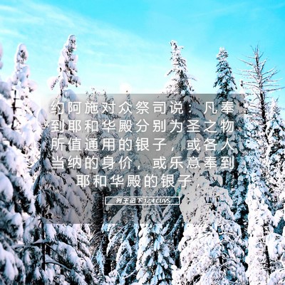Picture 05 - 列 王 记 下 12:4 CUVS - 约 阿 施 对 众 祭 司 说 ： 凡 奉 到 - Bible Verse Picture