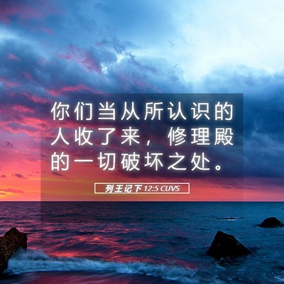 Picture 05 - 列 王 记 下 12:5 CUVS - 你 们 当 从 所 认 识 的 人 收 了 来 - Bible Verse Picture