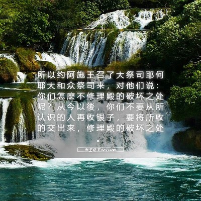 Picture 05 - 列 王 记 下 12:7 CUVS - 所 以 约 阿 施 王 召 了 大 祭 司 耶 - Bible Verse Picture