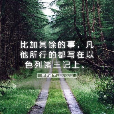 Picture 05 - 列 王 记 下 15:31 CUVS - 比 加 其 馀 的 事 ， 凡 他 所 行 的 - Bible Verse Picture