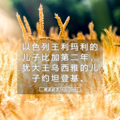 Picture 05 - 列 王 记 下 15:32 CUVS - 以 色 列 王 利 玛 利 的 儿 子 比 加 - Bible Verse Picture