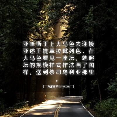 Picture 05 - 列 王 记 下 16:10 CUVS - 亚 哈 斯 王 上 大 马 色 去 迎 接 亚 - Bible Verse Picture