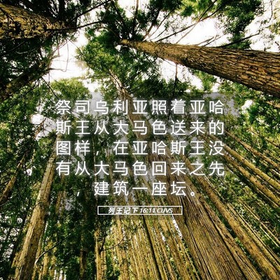 Picture 05 - 列 王 记 下 16:11 CUVS - 祭 司 乌 利 亚 照 着 亚 哈 斯 王 从 - Bible Verse Picture