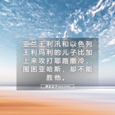 Picture 05 - 列 王 记 下 16:5 CUVS - 亚 兰 王 利 汛 和 以 色 列 王 利 玛 - Bible Verse Picture