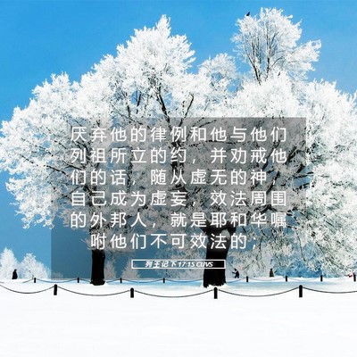 Picture 05 - 列 王 记 下 17:15 CUVS - 厌 弃 他 的 律 例 和 他 与 他 们 列 - Bible Verse Picture