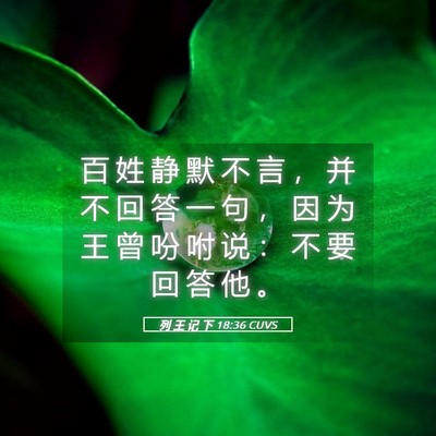 Picture 05 - 列 王 记 下 18:36 CUVS - 百 姓 静 默 不 言 ， 并 不 回 答 一 - Bible Verse Picture