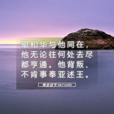 Picture 05 - 列 王 记 下 18:7 CUVS - 耶 和 华 与 他 同 在 ， 他 无 论 往 - Bible Verse Picture