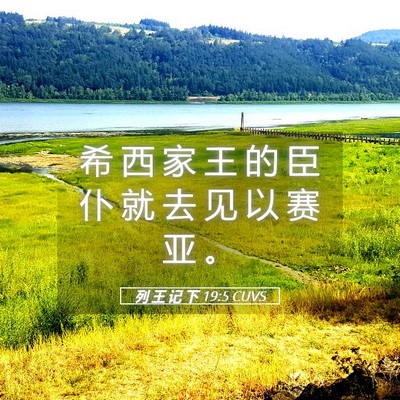 Picture 05 - 列 王 记 下 19:5 CUVS - 希 西 家 王 的 臣 仆 就 去 见 以 赛 - Bible Verse Picture