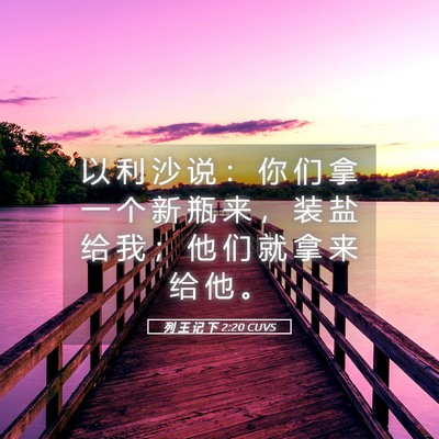 Picture 05 - 列 王 记 下 2:20 CUVS - 以 利 沙 说 ： 你 们 拿 一 个 新 瓶 - Bible Verse Picture