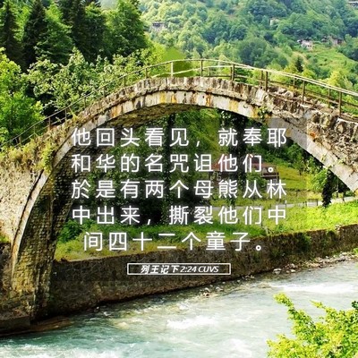 Picture 05 - 列 王 记 下 2:24 CUVS - 他 回 头 看 见 ， 就 奉 耶 和 华 的 - Bible Verse Picture