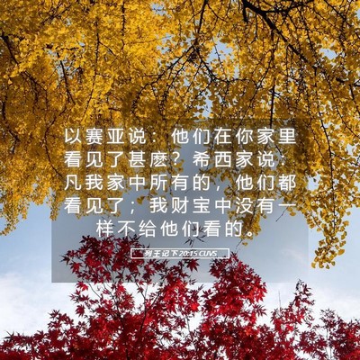 Picture 05 - 列 王 记 下 20:15 CUVS - 以 赛 亚 说 ： 他 们 在 你 家 里 看 - Bible Verse Picture