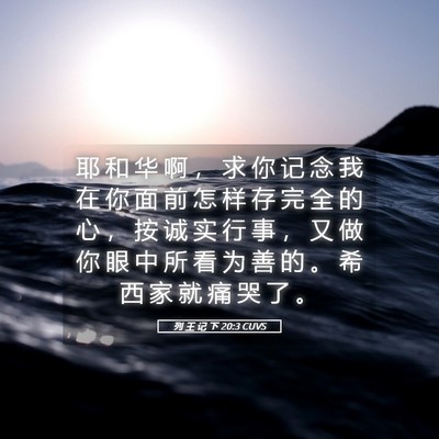 Picture 05 - 列 王 记 下 20:3 CUVS - 耶 和 华 啊 ， 求 你 记 念 我 在 你 - Bible Verse Picture
