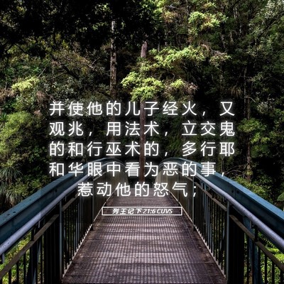 Picture 05 - 列 王 记 下 21:6 CUVS - 并 使 他 的 儿 子 经 火 ， 又 观 兆 - Bible Verse Picture