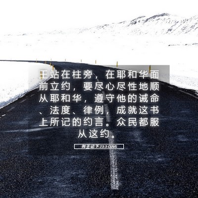 Picture 05 - 列 王 记 下 23:3 CUVS - 王 站 在 柱 旁 ， 在 耶 和 华 面 前 - Bible Verse Picture