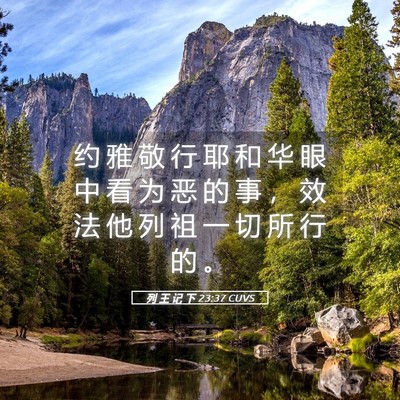 Picture 05 - 列 王 记 下 23:37 CUVS - 约 雅 敬 行 耶 和 华 眼 中 看 为 恶 - Bible Verse Picture