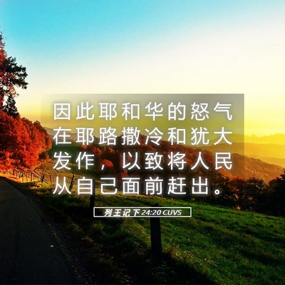 Picture 05 - 列 王 记 下 24:20 CUVS - 因 此 耶 和 华 的 怒 气 在 耶 路 撒 - Bible Verse Picture