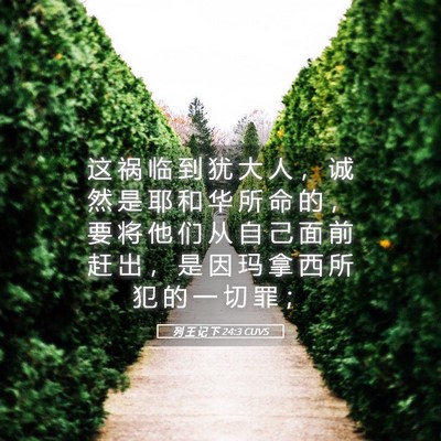 Picture 05 - 列 王 记 下 24:3 CUVS - 这 祸 临 到 犹 大 人 ， 诚 然 是 耶 - Bible Verse Picture