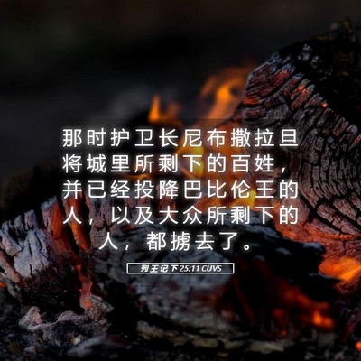 Picture 05 - 列 王 记 下 25:11 CUVS - 那 时 护 卫 长 尼 布 撒 拉 旦 将 城 - Bible Verse Picture