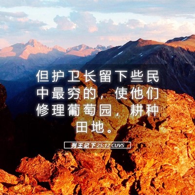 Picture 05 - 列 王 记 下 25:12 CUVS - 但 护 卫 长 留 下 些 民 中 最 穷 的 - Bible Verse Picture