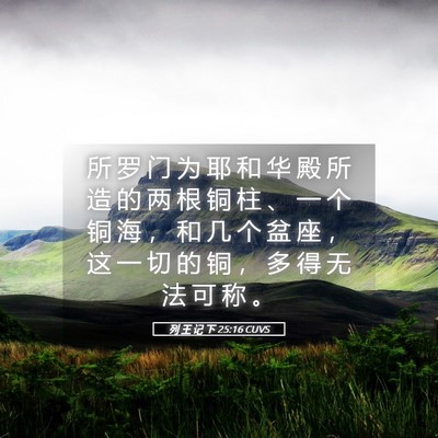 Picture 05 - 列 王 记 下 25:16 CUVS - 所 罗 门 为 耶 和 华 殿 所 造 的 两 - Bible Verse Picture
