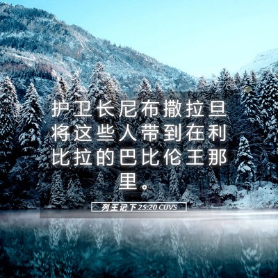 Picture 05 - 列 王 记 下 25:20 CUVS - 护 卫 长 尼 布 撒 拉 旦 将 这 些 人 - Bible Verse Picture