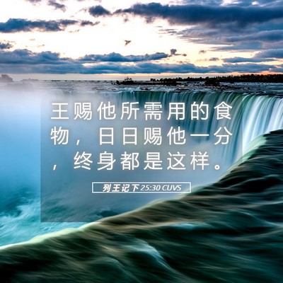 Picture 05 - 列 王 记 下 25:30 CUVS - 王 赐 他 所 需 用 的 食 物 ， 日 日 - Bible Verse Picture