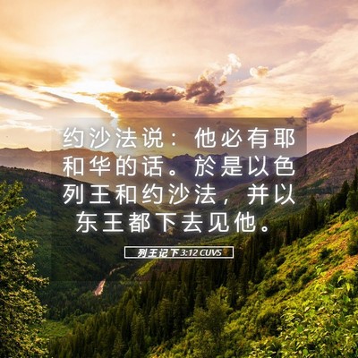 Picture 05 - 列 王 记 下 3:12 CUVS - 约 沙 法 说 ： 他 必 有 耶 和 华 的 - Bible Verse Picture