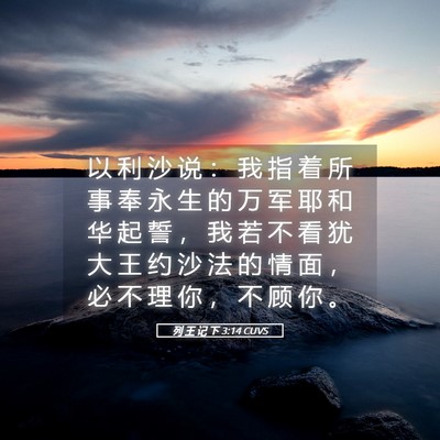Picture 05 - 列 王 记 下 3:14 CUVS - 以 利 沙 说 ： 我 指 着 所 事 奉 永 - Bible Verse Picture