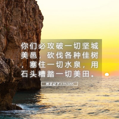 Picture 05 - 列 王 记 下 3:19 CUVS - 你 们 必 攻 破 一 切 坚 城 美 邑 ， - Bible Verse Picture