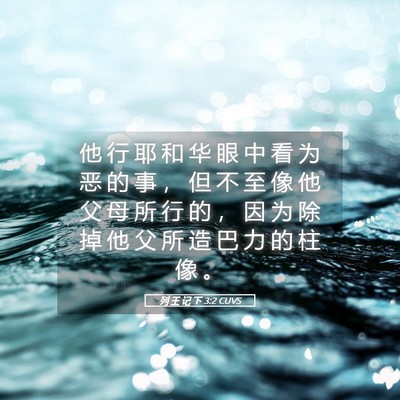 Picture 05 - 列 王 记 下 3:2 CUVS - 他 行 耶 和 华 眼 中 看 为 恶 的 事 - Bible Verse Picture