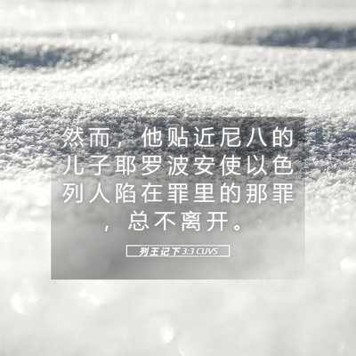 Picture 05 - 列 王 记 下 3:3 CUVS - 然 而 ， 他 贴 近 尼 八 的 儿 子 耶 - Bible Verse Picture