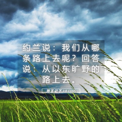 Picture 05 - 列 王 记 下 3:8 CUVS - 约 兰 说 ： 我 们 从 哪 条 路 上 去 - Bible Verse Picture