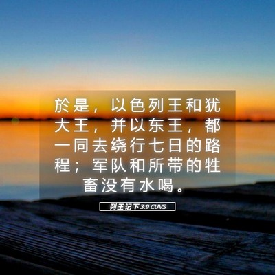 Picture 05 - 列 王 记 下 3:9 CUVS - 於 是 ， 以 色 列 王 和 犹 大 王 ， - Bible Verse Picture
