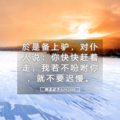 Picture 05 - 列 王 记 下 4:24 CUVS - 於 是 备 上 驴 ， 对 仆 人 说 ： 你 - Bible Verse Picture