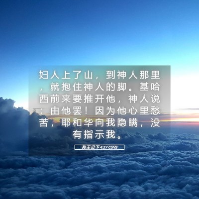 Picture 05 - 列 王 记 下 4:27 CUVS - 妇 人 上 了 山 ， 到 神 人 那 里 ， - Bible Verse Picture