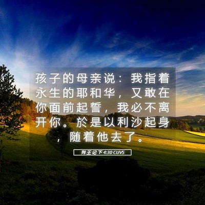Picture 05 - 列 王 记 下 4:30 CUVS - 孩 子 的 母 亲 说 ： 我 指 着 永 生 - Bible Verse Picture