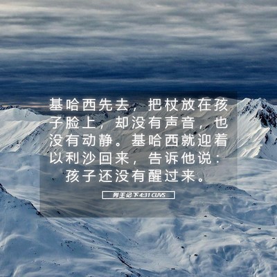 Picture 05 - 列 王 记 下 4:31 CUVS - 基 哈 西 先 去 ， 把 杖 放 在 孩 子 - Bible Verse Picture